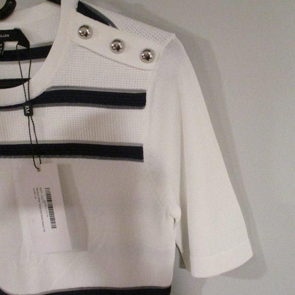 SHEER STRIPE SHORT SLEEVE TOP      NWT - Picture 5 of 7